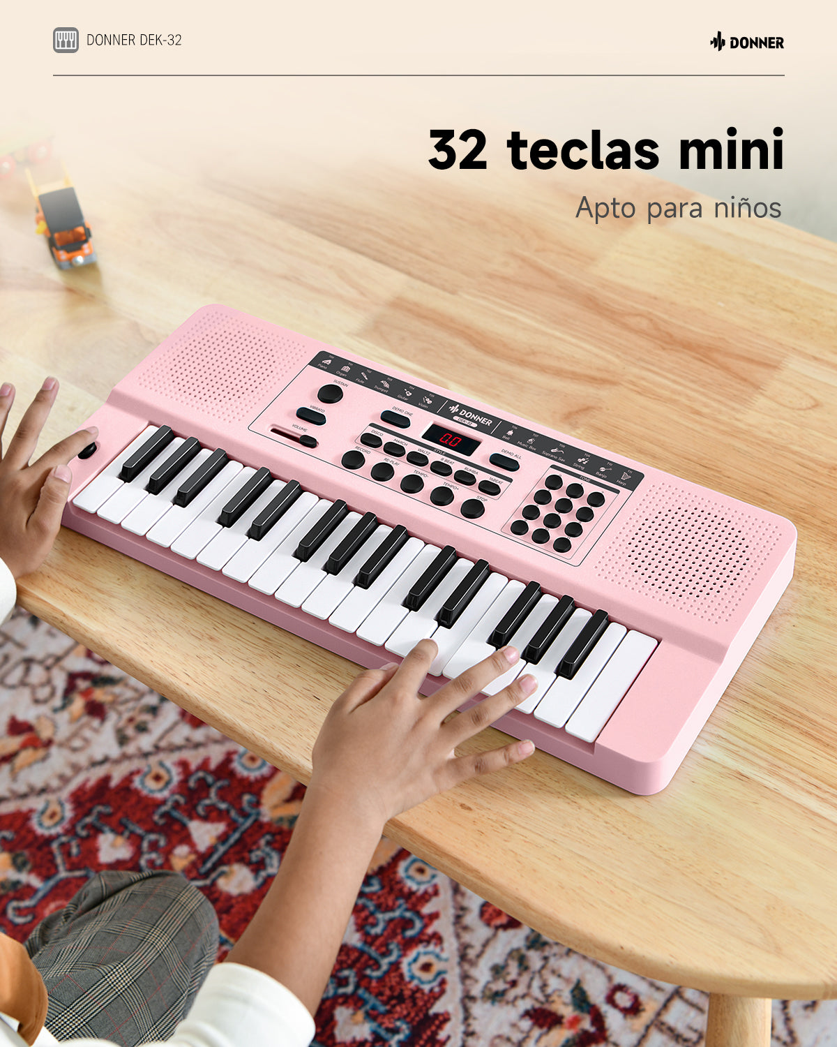 Donner DEK-32 Teclado electrónico de 32 teclas-Rosa##