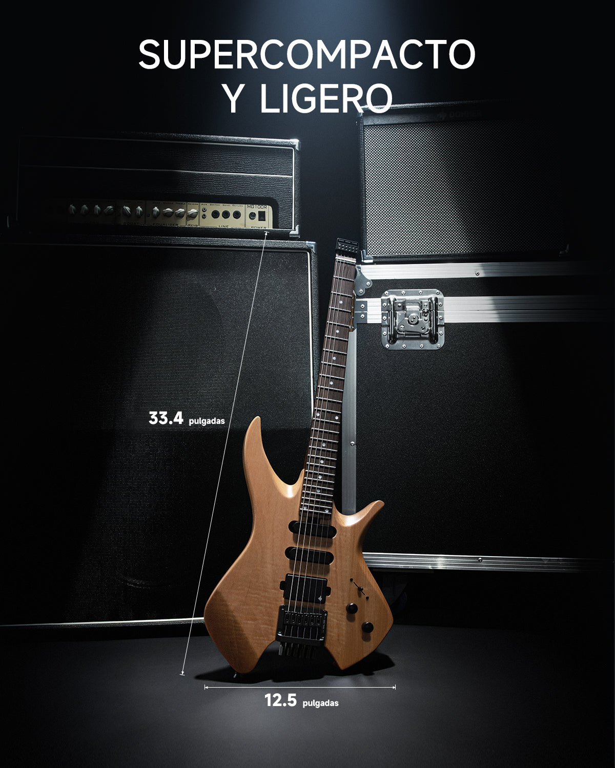 Donner NHL-500 Guitarra eléctrica sin pala-Madera natural##