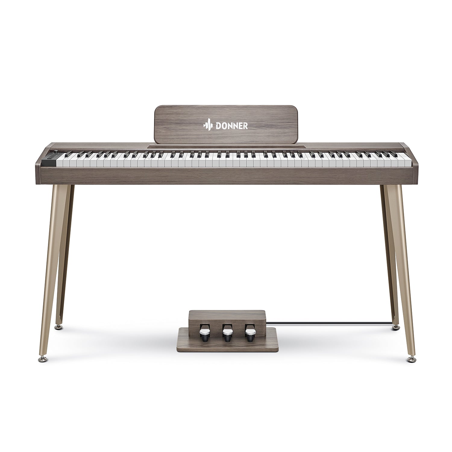 Donner DDP-60 Piano digital vertical de 88 teclas semipesadas con 3 pedales y acabado en madera-Gris clásico##