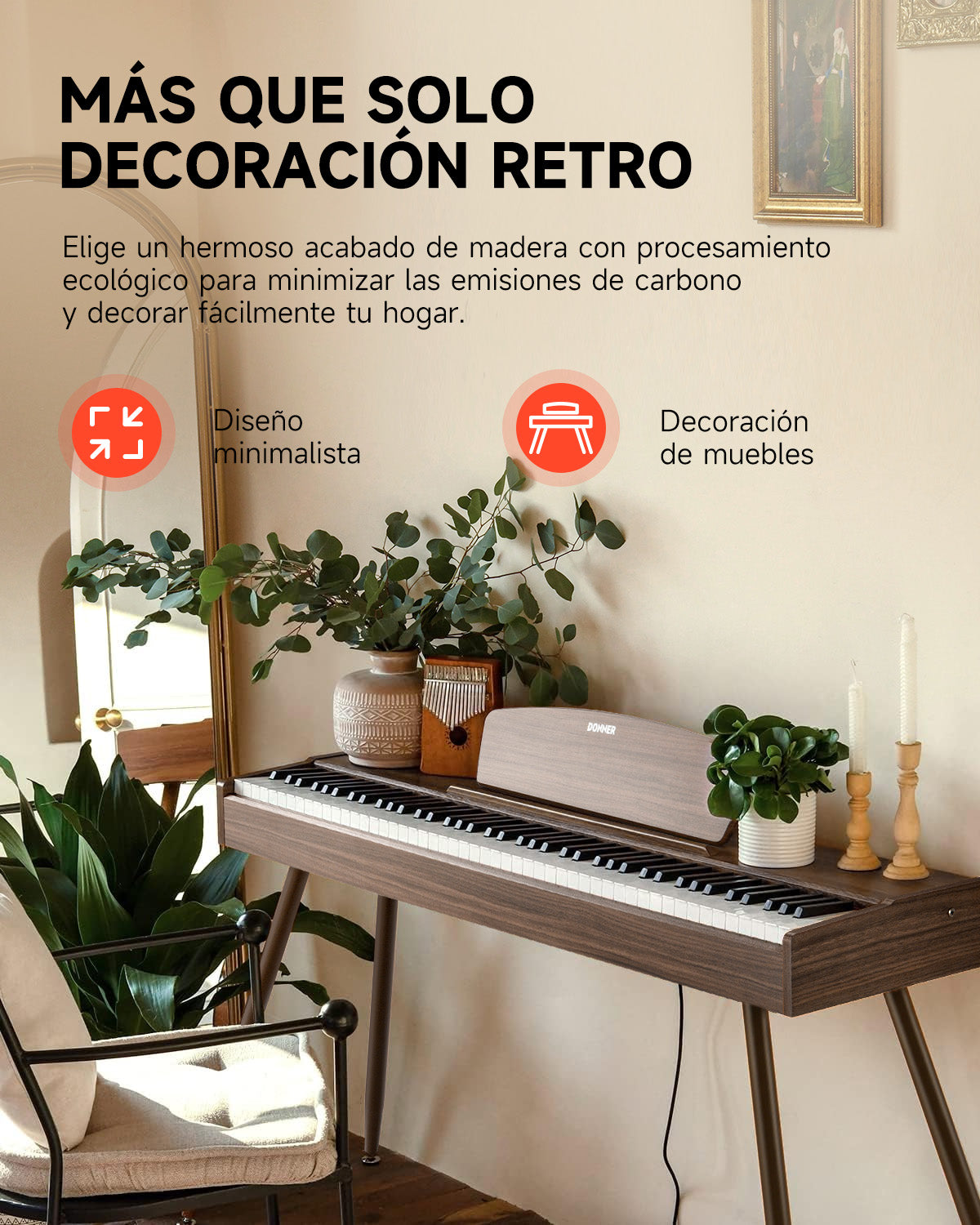 Donner DDP-80 Piano digital de madera con teclado fully weighted-Nogal##