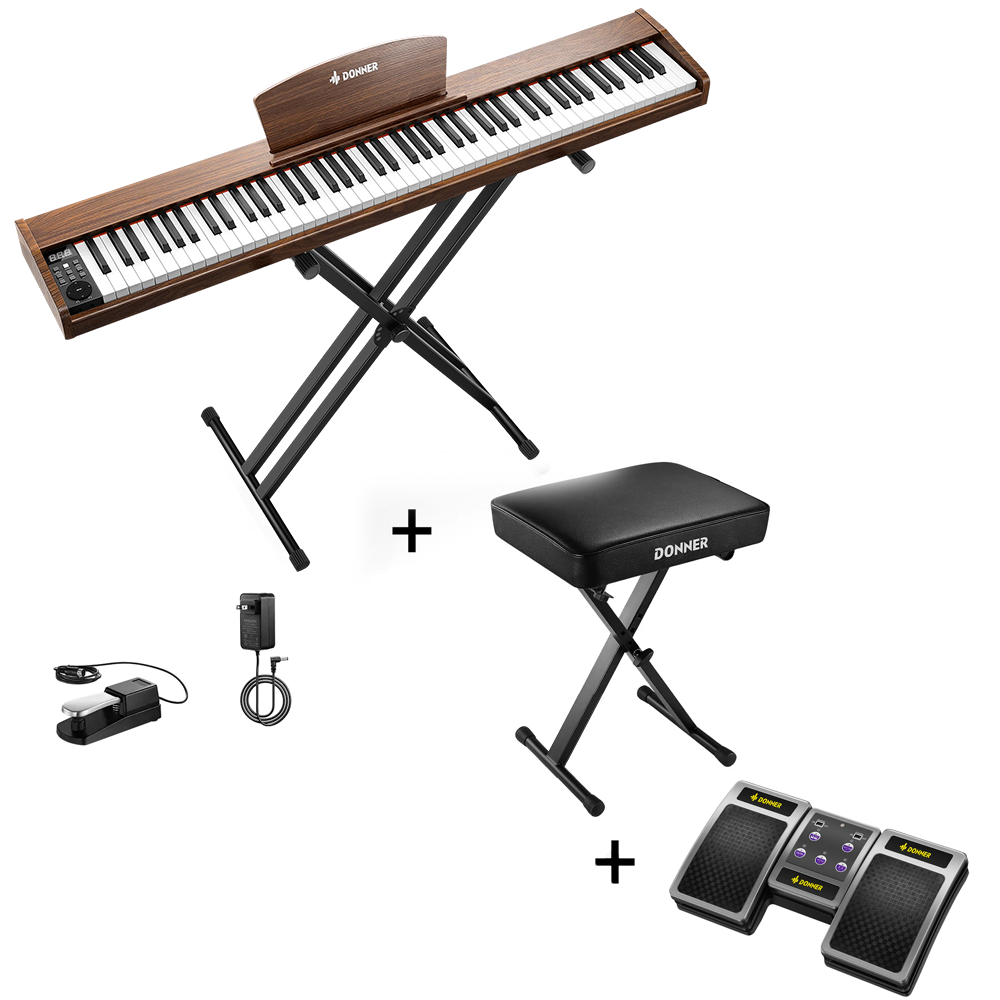 Donner DEP-1S Piano digital con teclado semi-pesado-marrón antiguo##