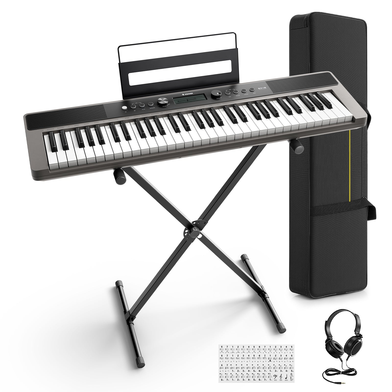 DONNER SD-15 Teclado electrónico de 61 teclas Gris