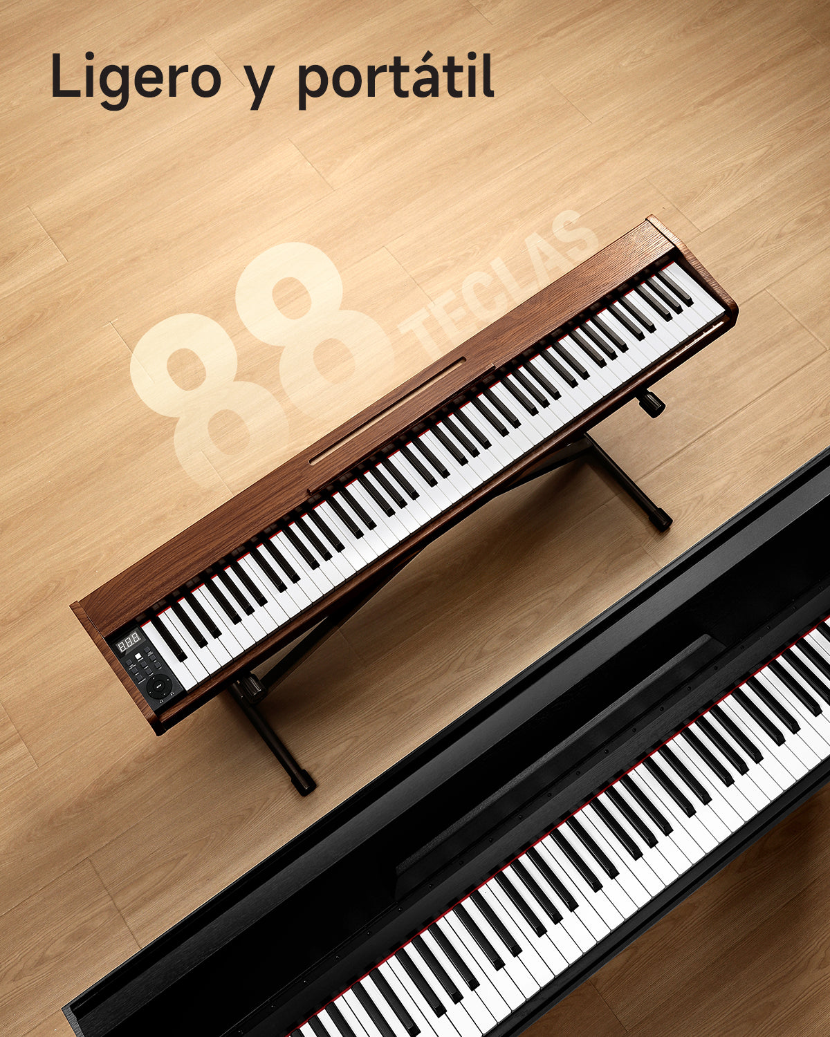 Donner DEP-1S Piano digital con teclado semi-pesado-marrón antiguo##