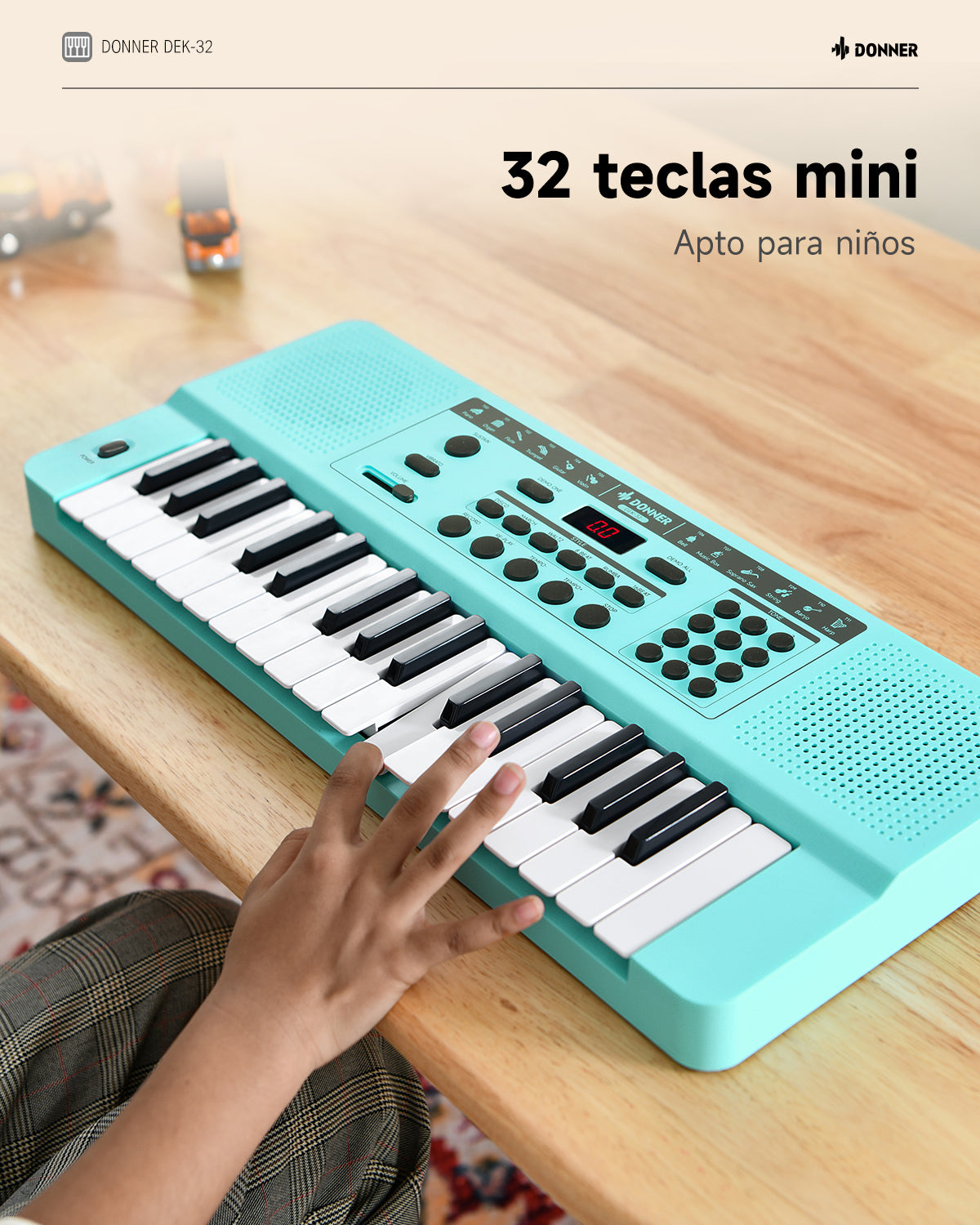 Donner DEK-32 Teclado electrónico de 32 teclas-Azul verdoso##