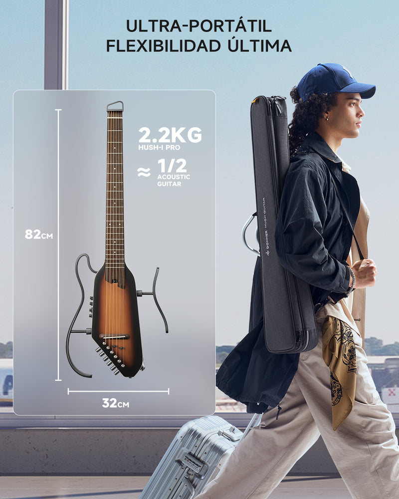 Donner HUSH-I Pro Guita­rra Modos Multi Tono Guitarra de viaje