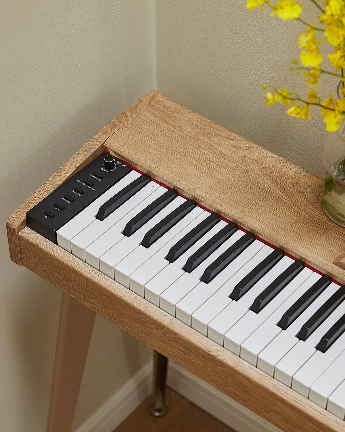 Donner DDP-60 Piano digital vertical de 88 teclas semipesadas con 3 pedales y acabado en madera-Natural##