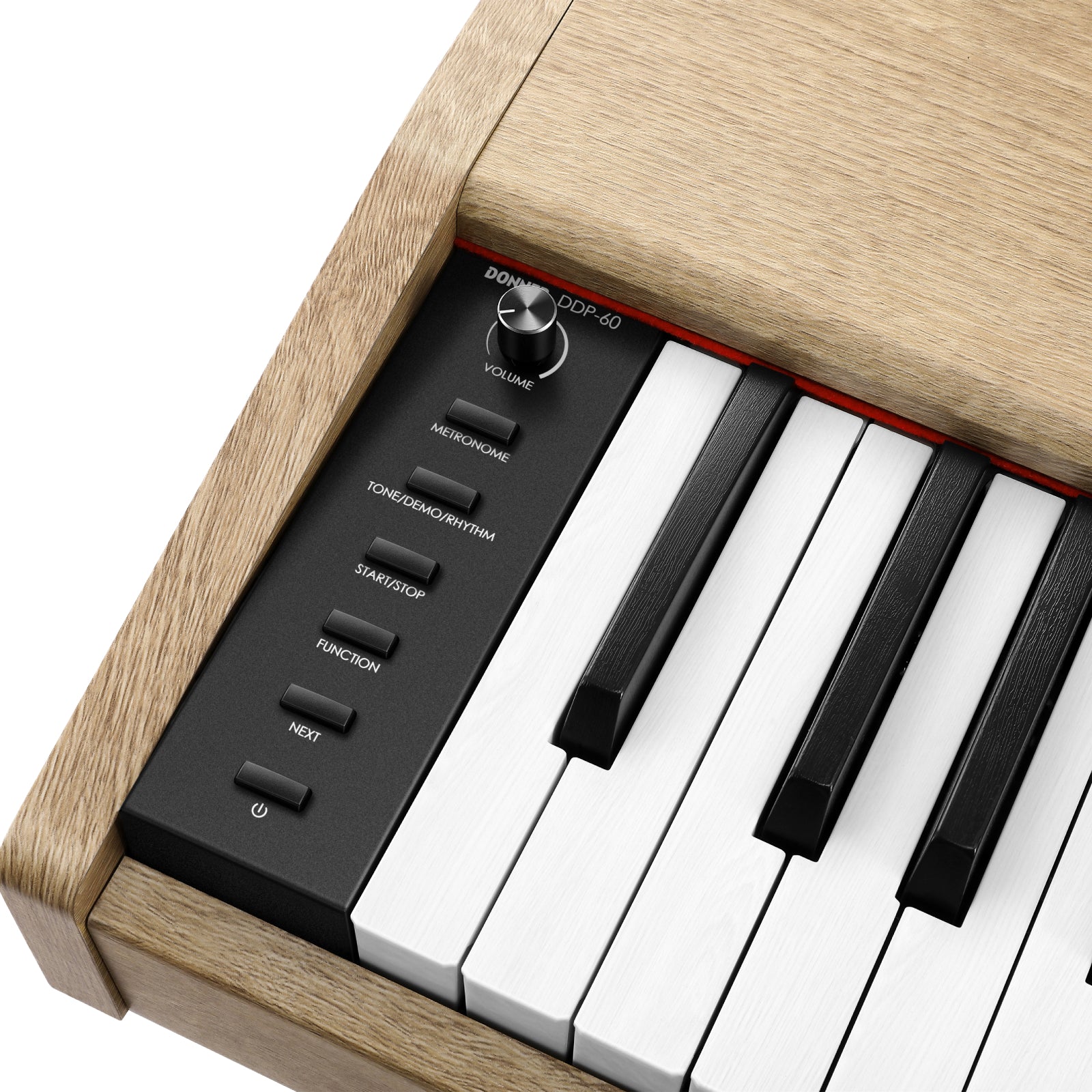 Donner DDP-60 Piano digital vertical de 88 teclas semipesadas con 3 pedales y acabado en madera-Natural##