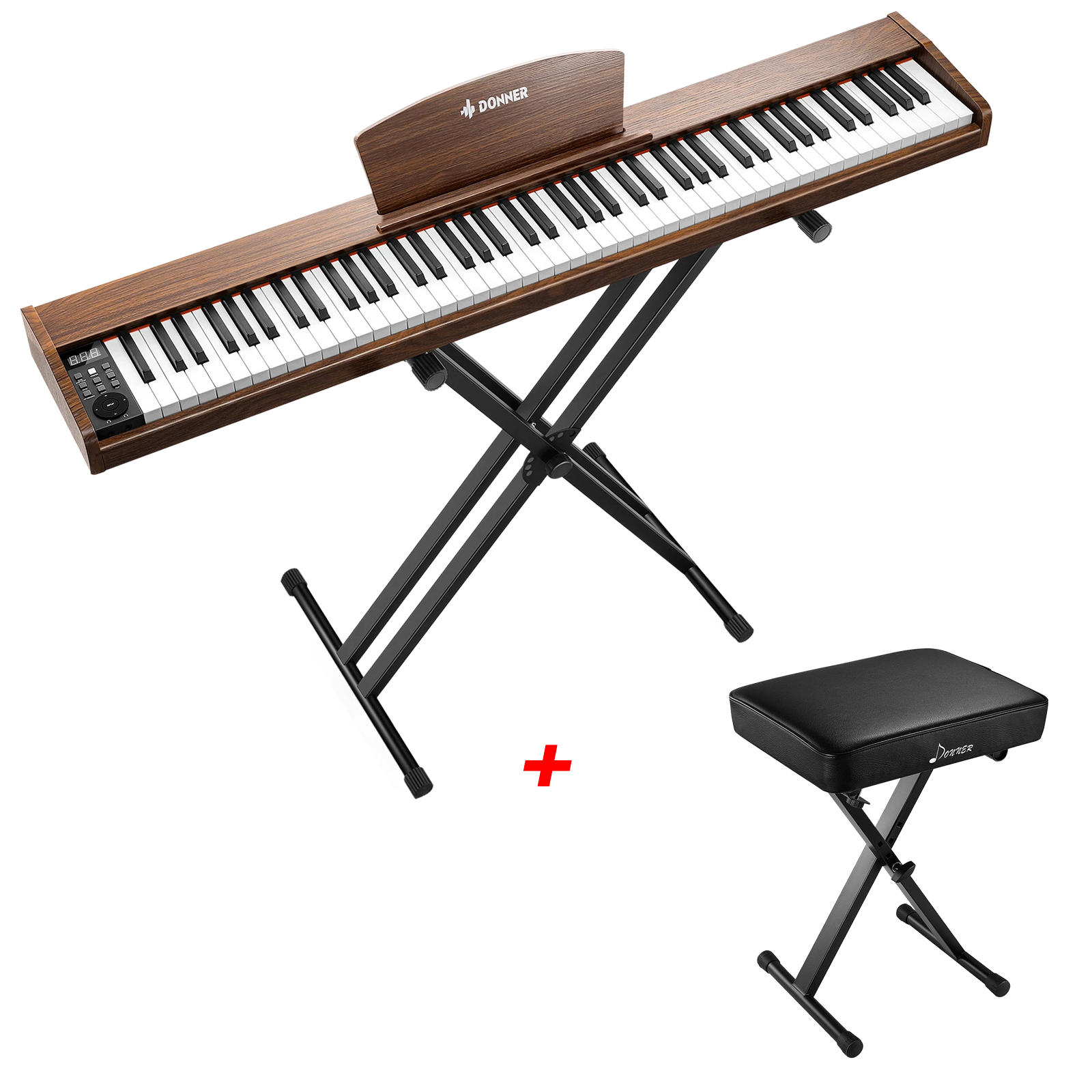 Donner DEP-1S Piano digital con teclado semi-pesado-marrón antiguo##