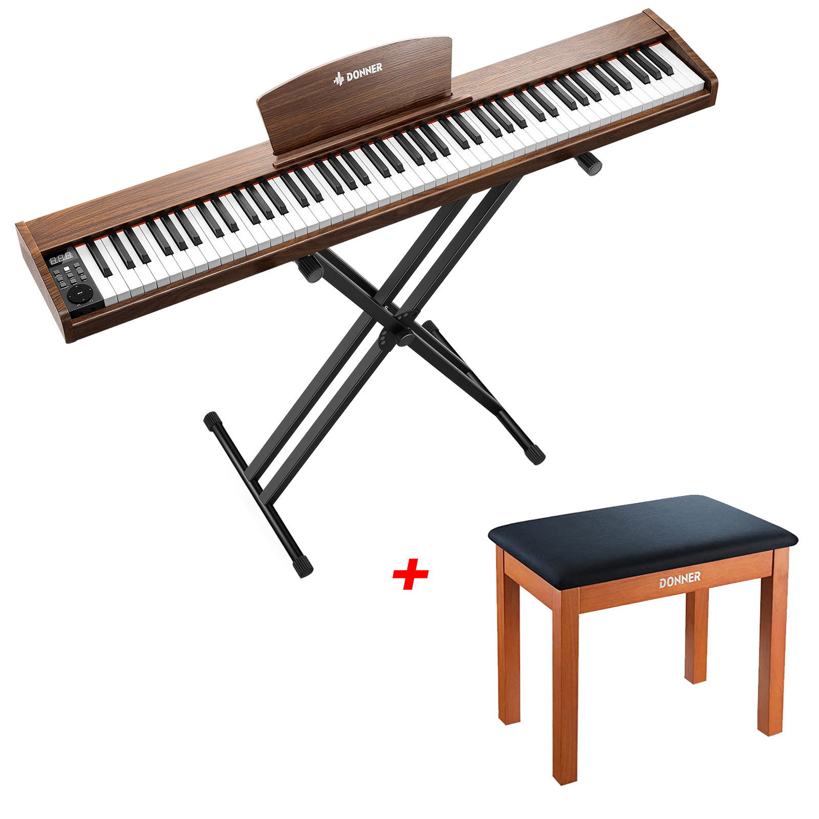 Donner DEP-1S Piano digital con teclado semi-pesado-marrón antiguo##