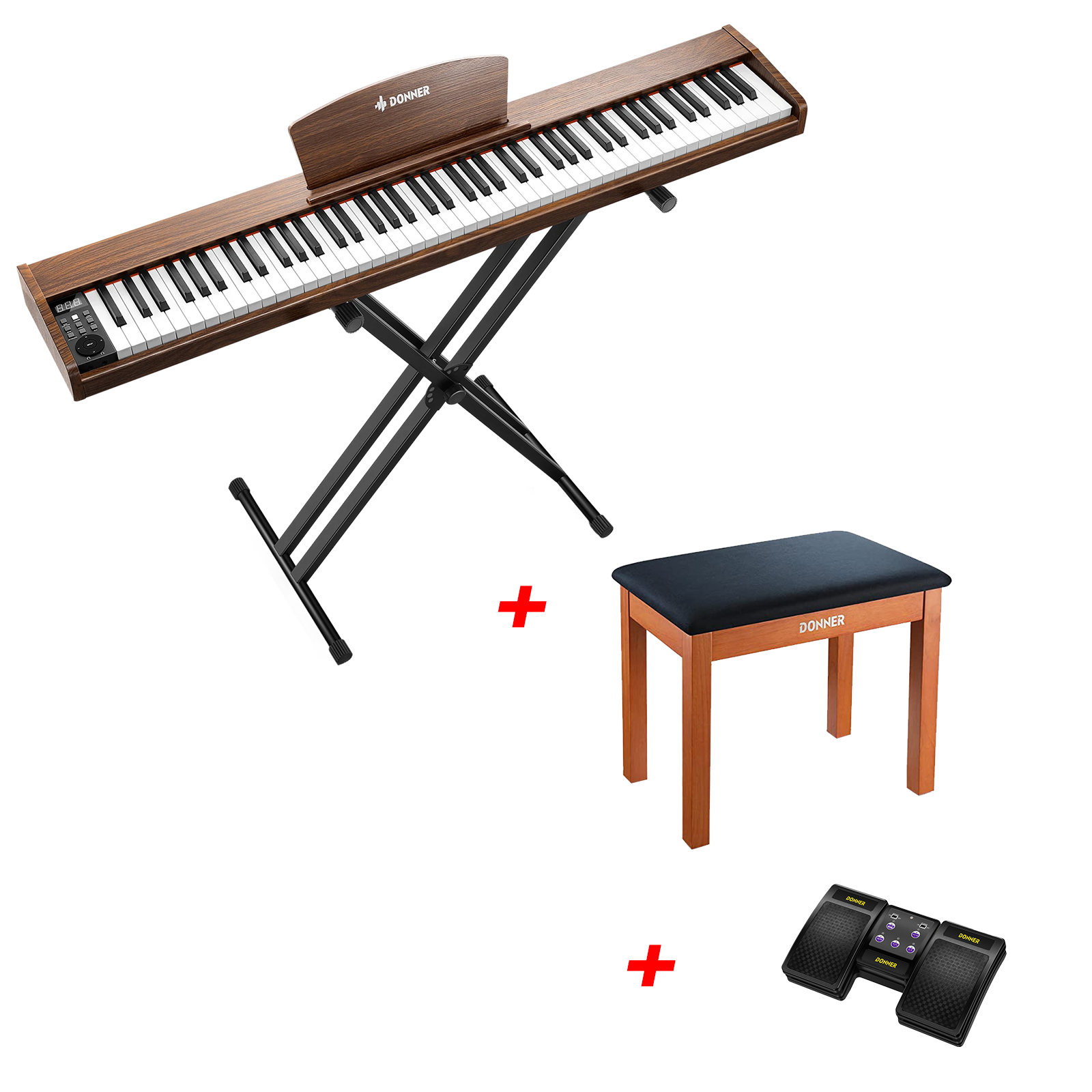 Donner DEP-1S Piano digital con teclado semi-pesado-marrón antiguo##