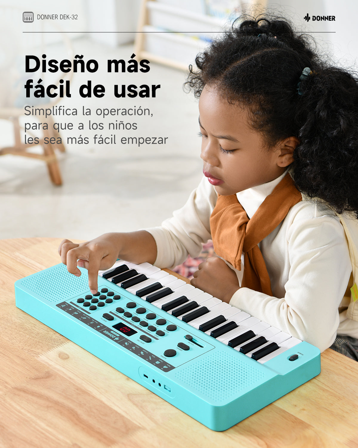 Donner DEK-32 Teclado electrónico de 32 teclas-Azul verdoso##