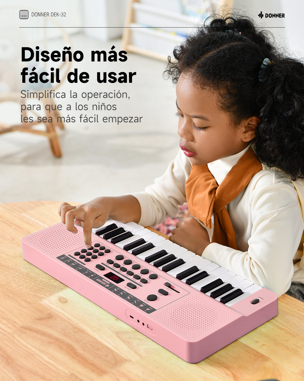 Donner DEK-32 Teclado electrónico de 32 teclas-Rosa##