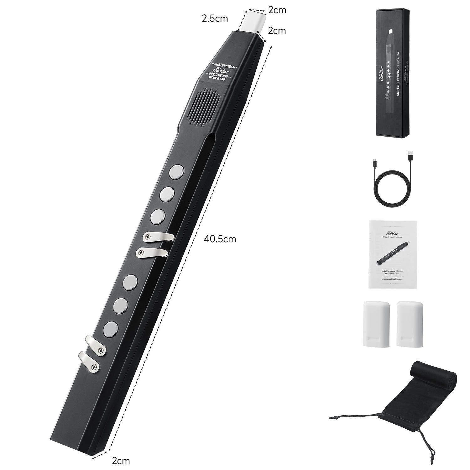Eastar EDA-100 Instrumento de viento digital, negro