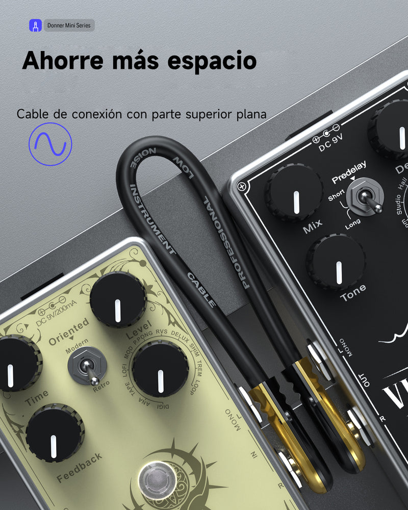 Donner Cables de Efecto Profesionales para Guitarra 12 Pulgadas Pack de 6