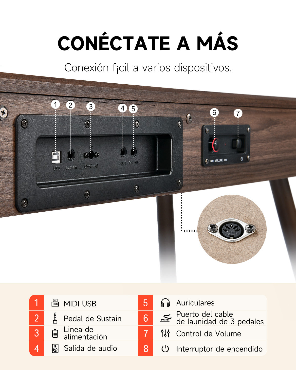 Donner DDP-80 Piano digital de madera con teclado fully weighted-Nogal##