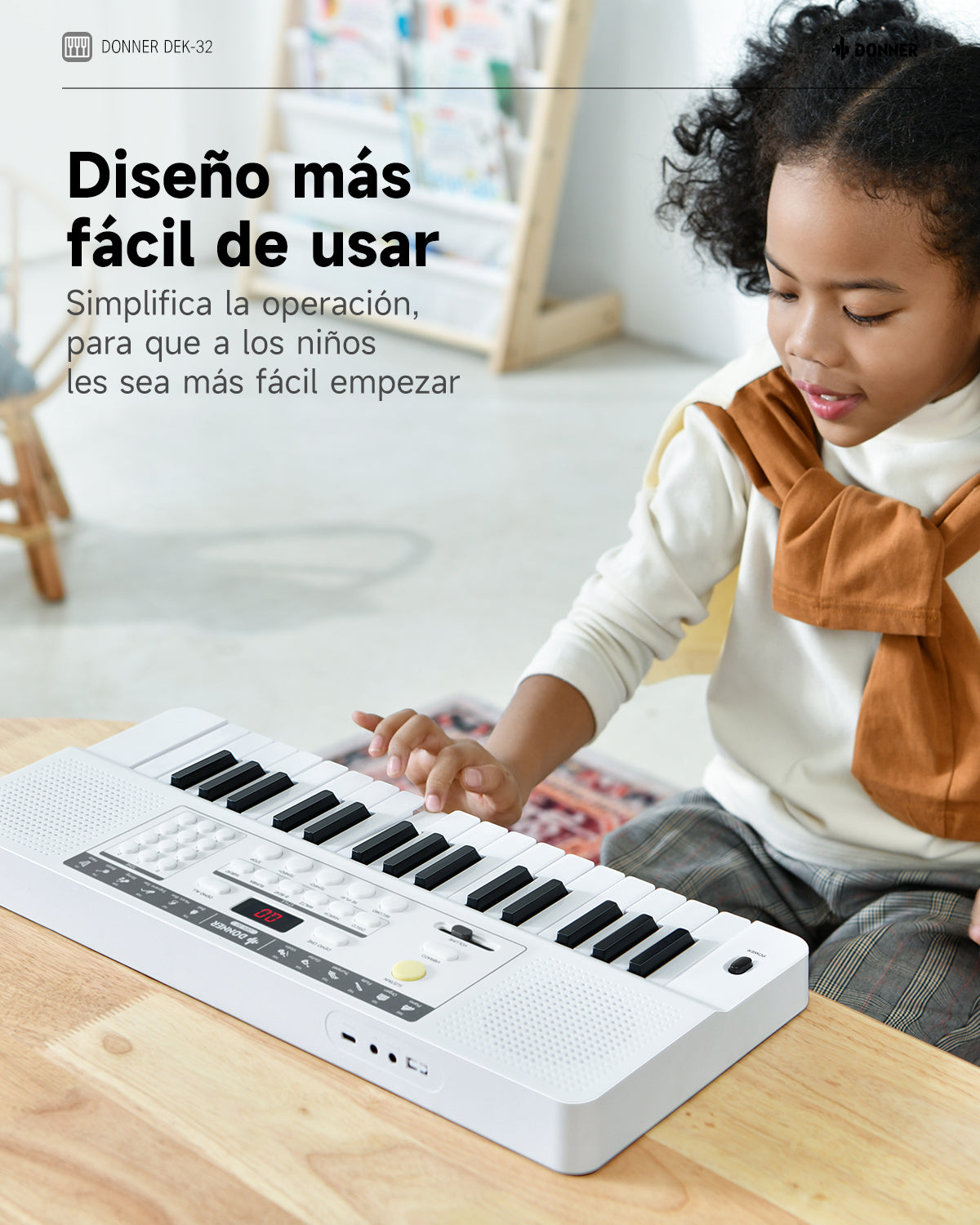 Donner DEK-32 Teclado electrónico de 32 teclas-Blanco##