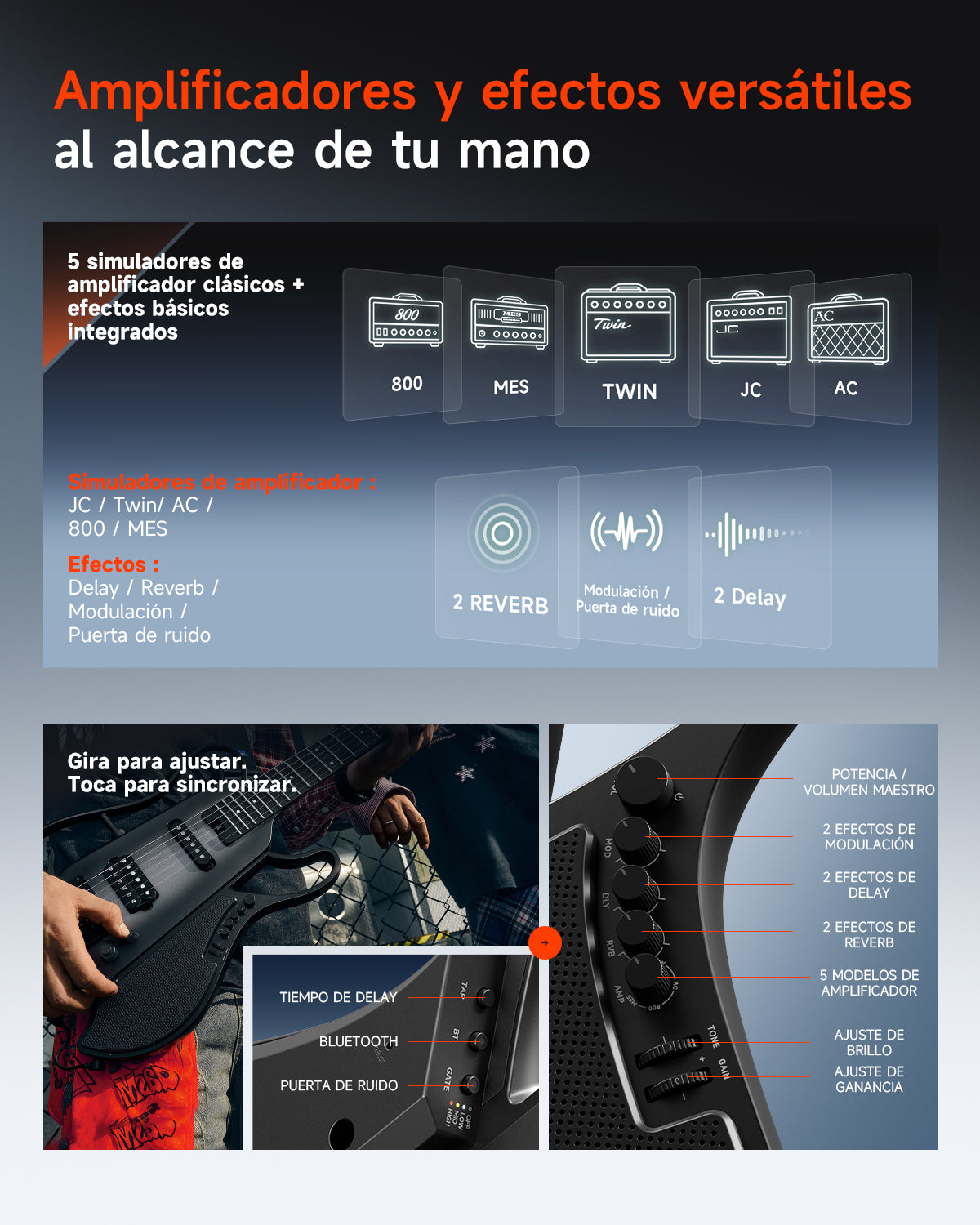 Donner HUSH X LIVE guitarra de viaje  (Edición MIYAVI disponible)