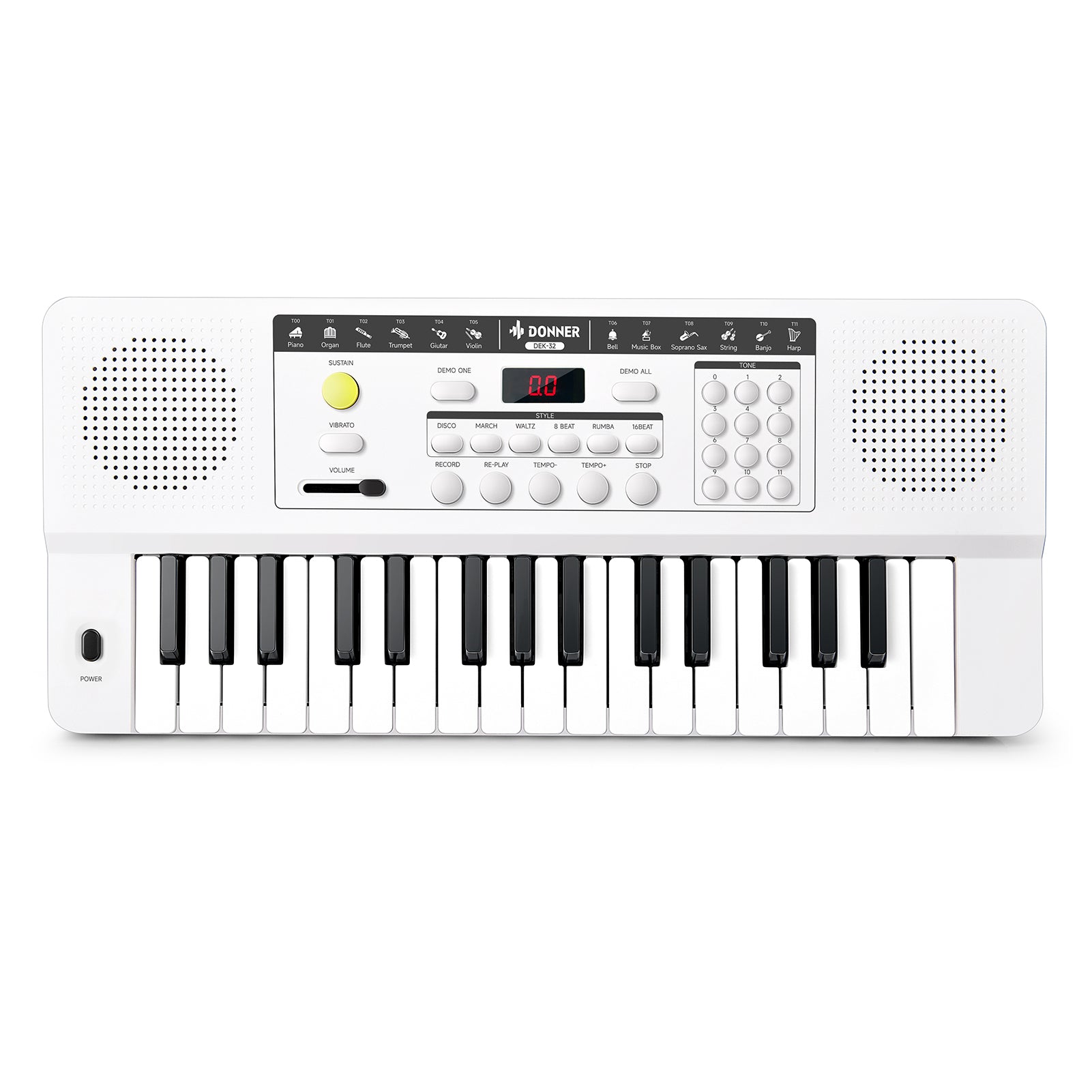 Donner DEK-32 Teclado electrónico de 32 teclas-Blanco##