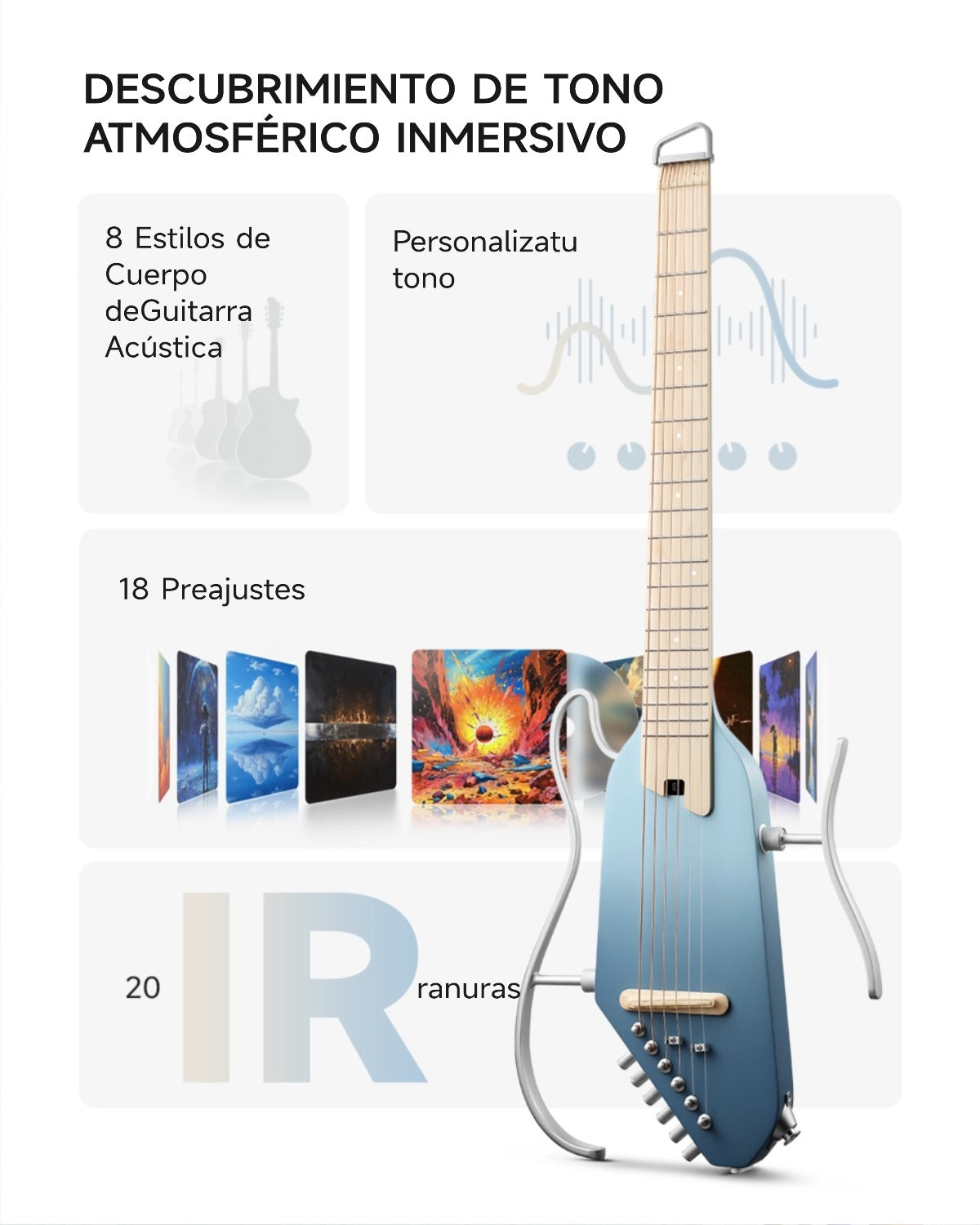 Donner HUSH™ I PRO Guitarra de viaje-Azul Hawái##