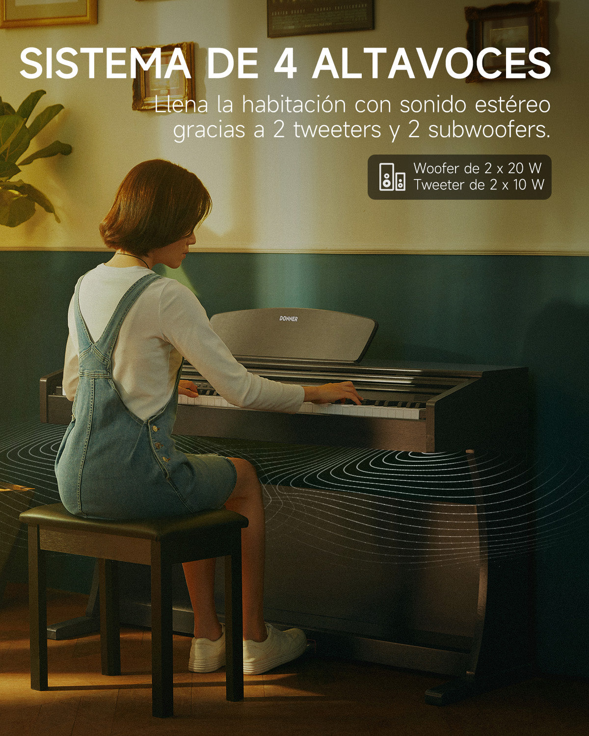 Donner DDP-300 Piano digital doméstico contrapesado de 88 teclas (Versión mejorada)