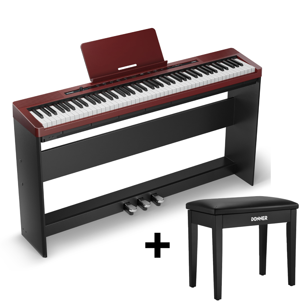 Donner DEP-16S Piano digital de acero pesado-Rojo##