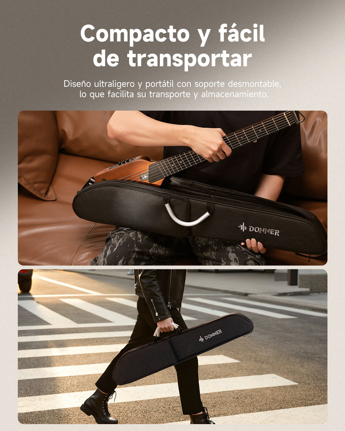Donner HUSH™ I Guitarra de viaje ultraligera y portátil-Caoba##