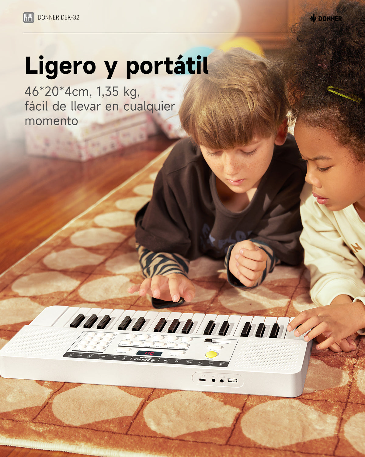 Donner DEK-32 Teclado electrónico de 32 teclas-Blanco##