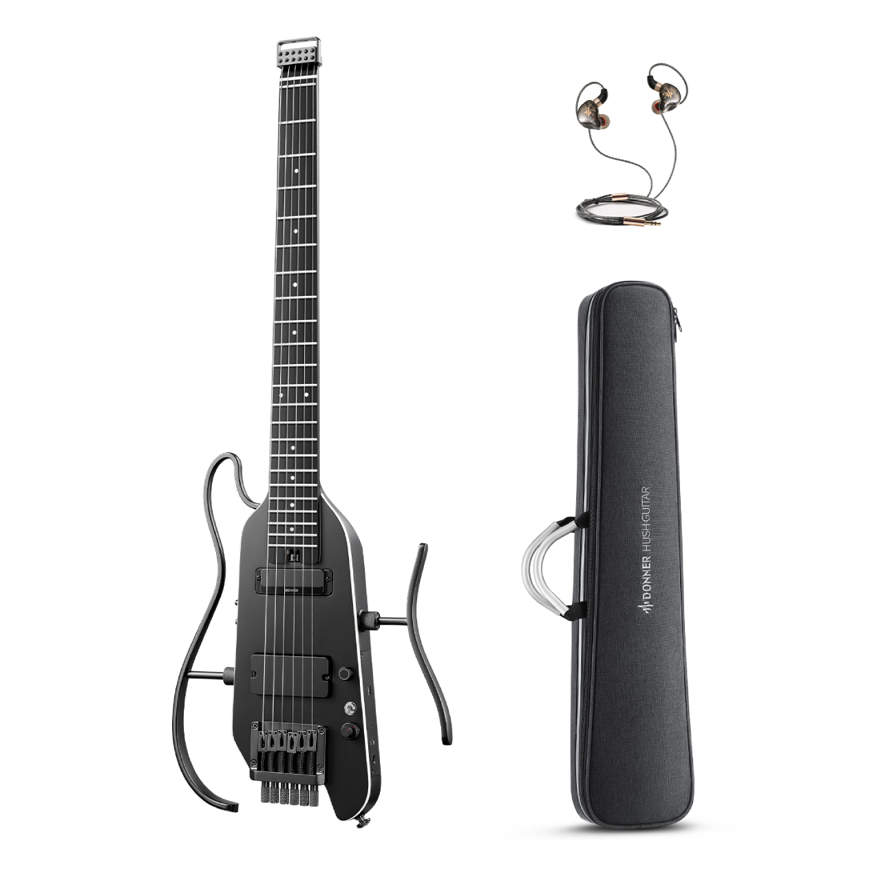 Donner HUSH™ X PRO Guitarra de viaje versátil-Negro##