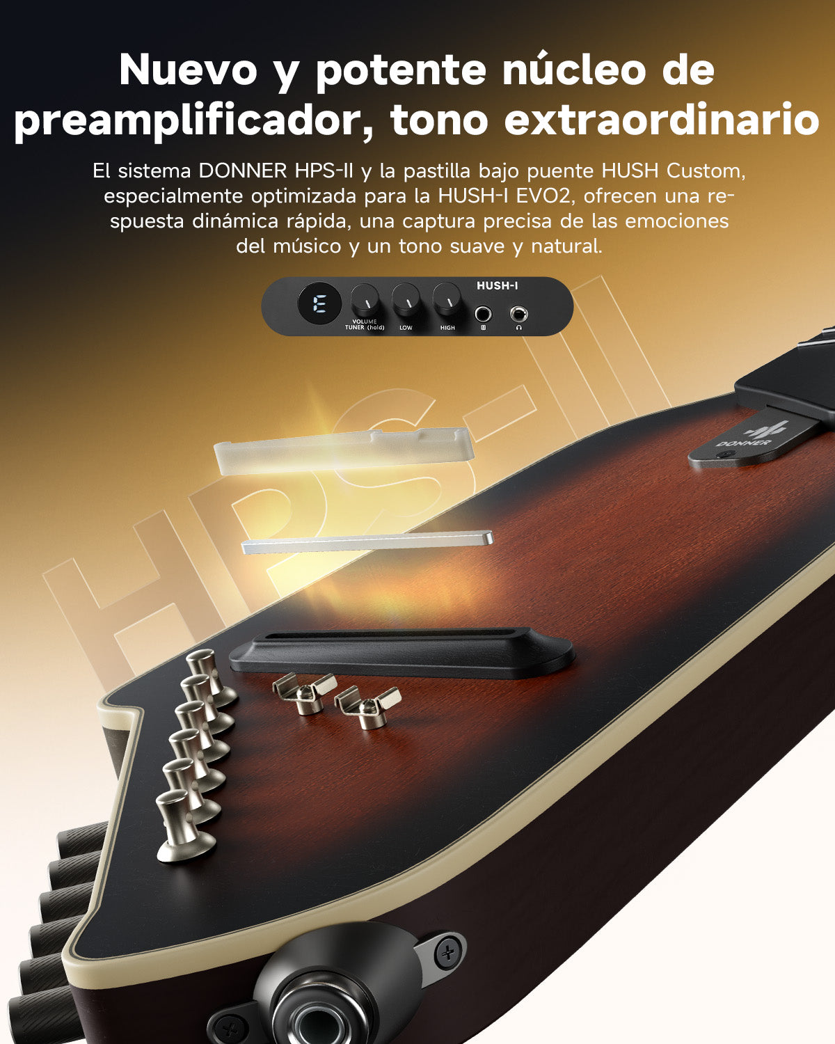 Donner HUSH I Evo2 Guitar-Sunburst##
