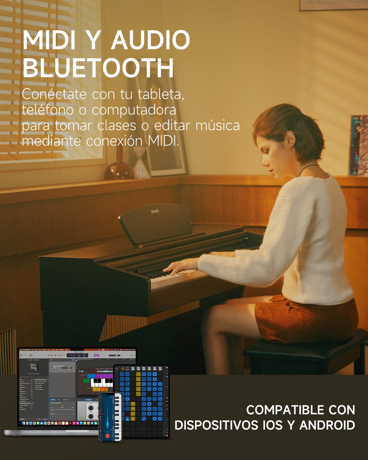 Donner DDP-300 Piano digital doméstico contrapesado de 88 teclas (Versión mejorada)