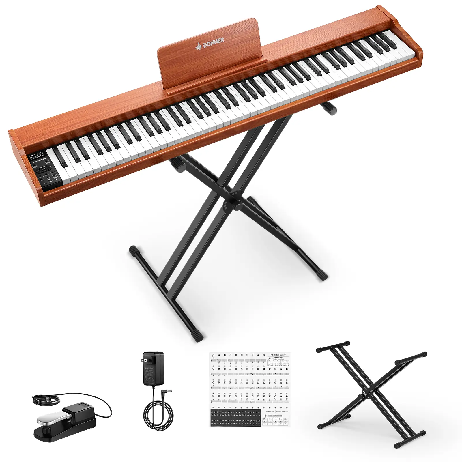 Donner DEP-1S Piano Digital Portátil con Teclado Semipesado y Estilo de Madera
