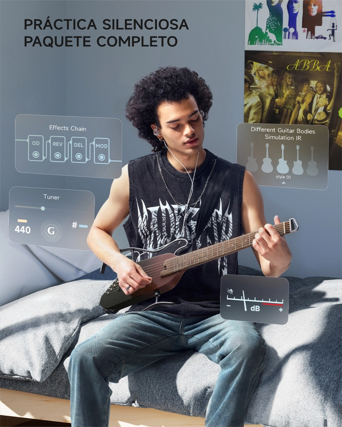 Donner HUSH™ I PRO Guitarra de viaje-Gradiente Maillard##