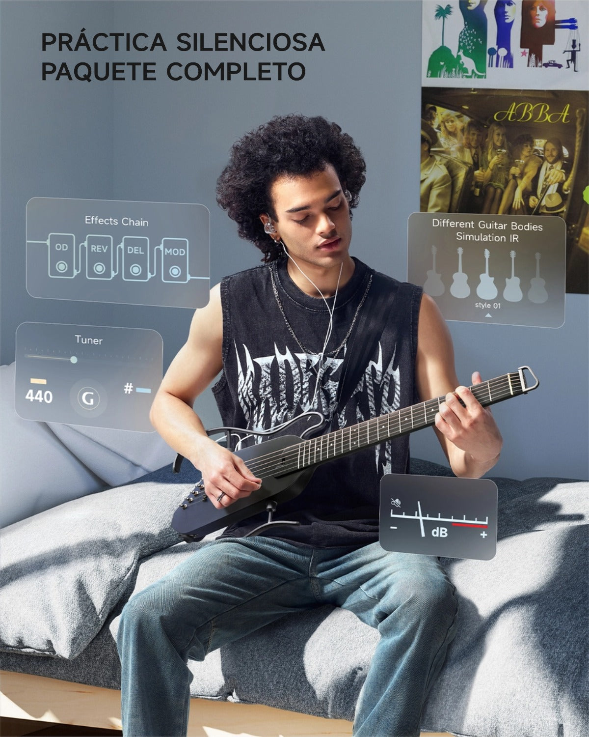 Donner HUSH™ I PRO Guitarra de viaje-Vuelo al Espacio Profundo##