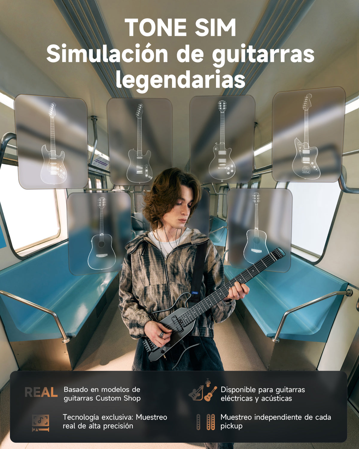 Donner HUSH™ X PRO Guitarra de viaje versátil-Negro##
