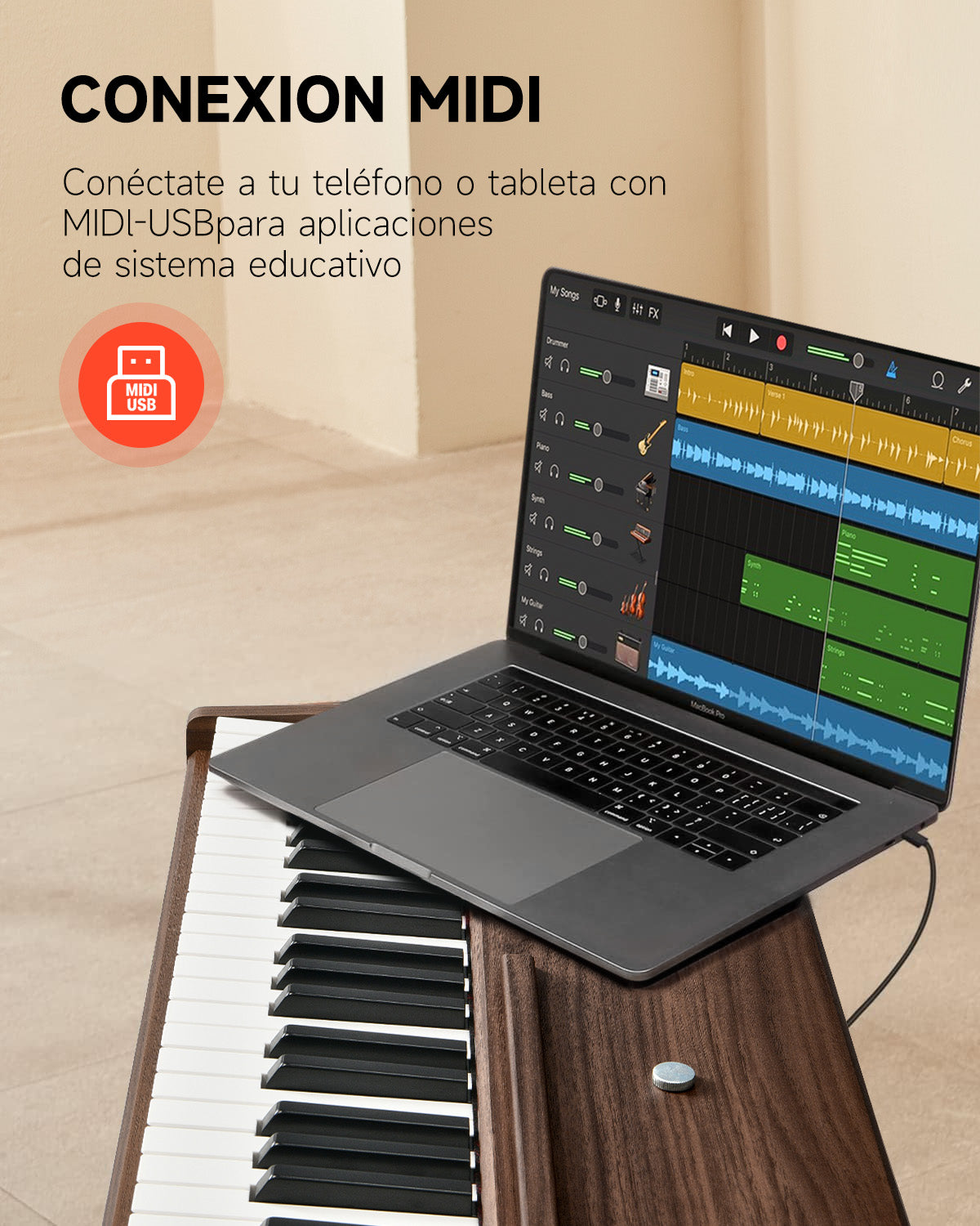 Donner DDP-80 Piano digital de madera con teclado fully weighted-Nogal##