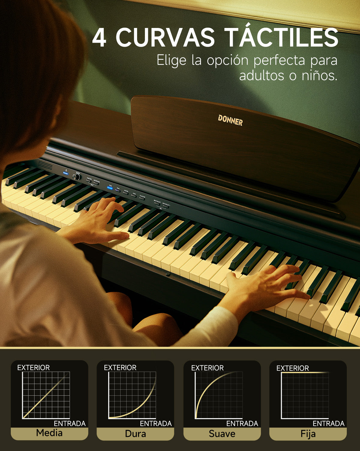 Donner DDP-300 Piano digital doméstico contrapesado de 88 teclas (Versión mejorada)