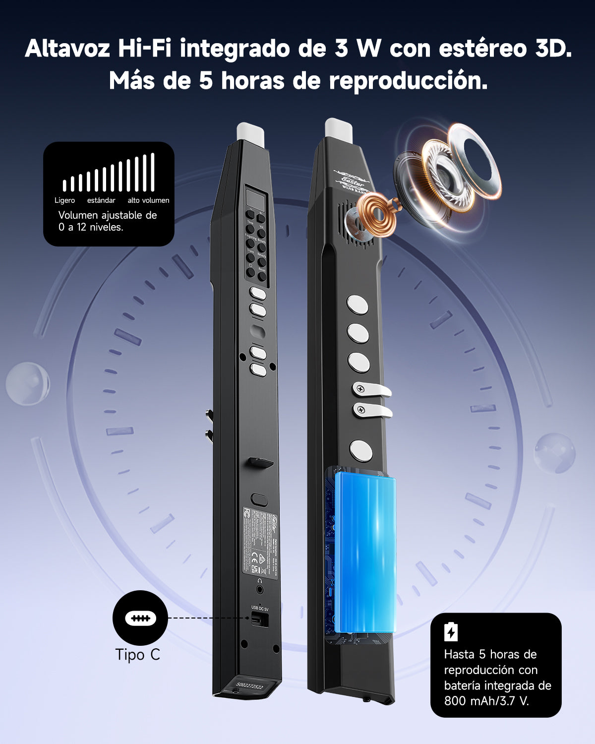 Eastar EDA-100 Instrumento de viento digital, negro