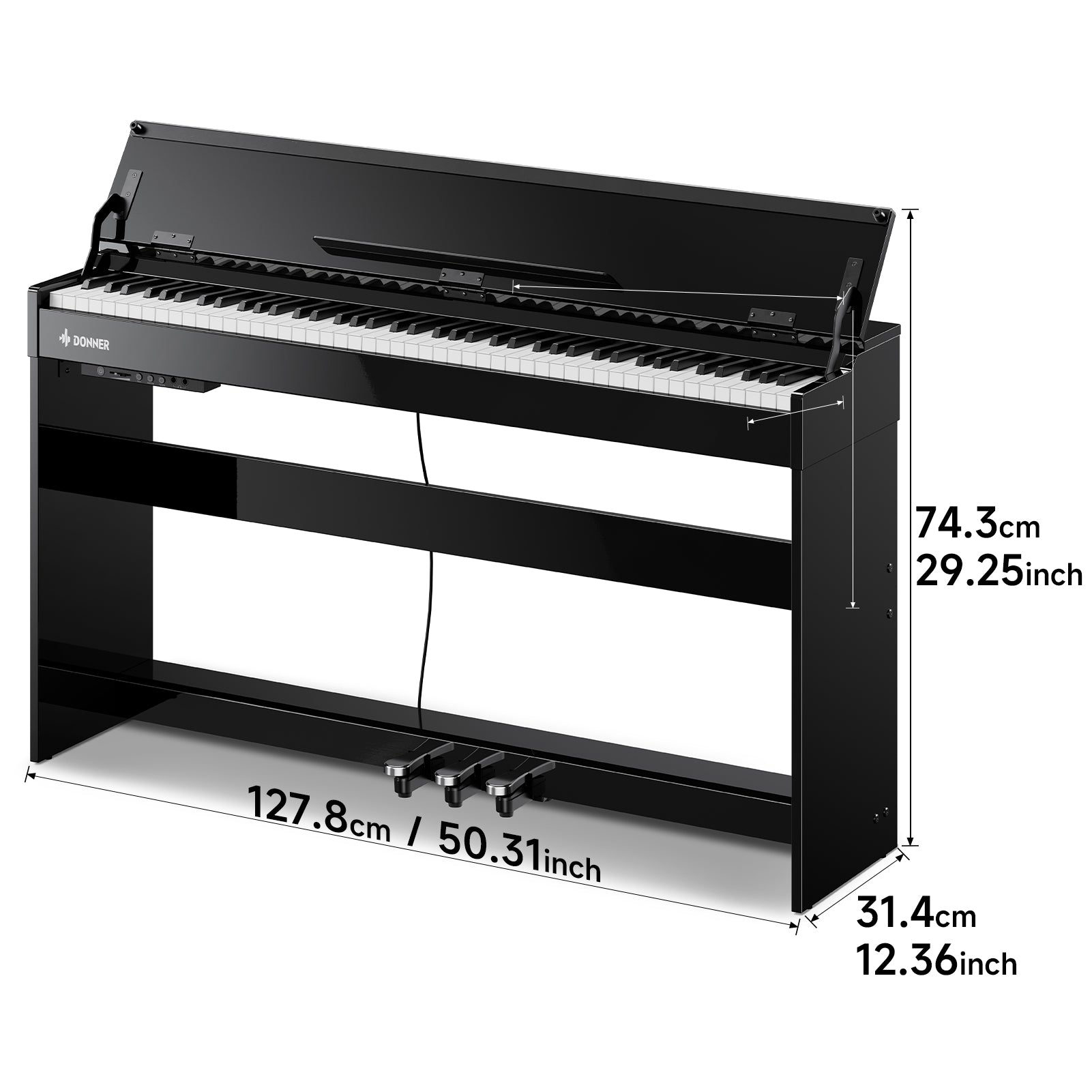 Donner DDP-75 Piano digital moderno con acabado de alto brillo