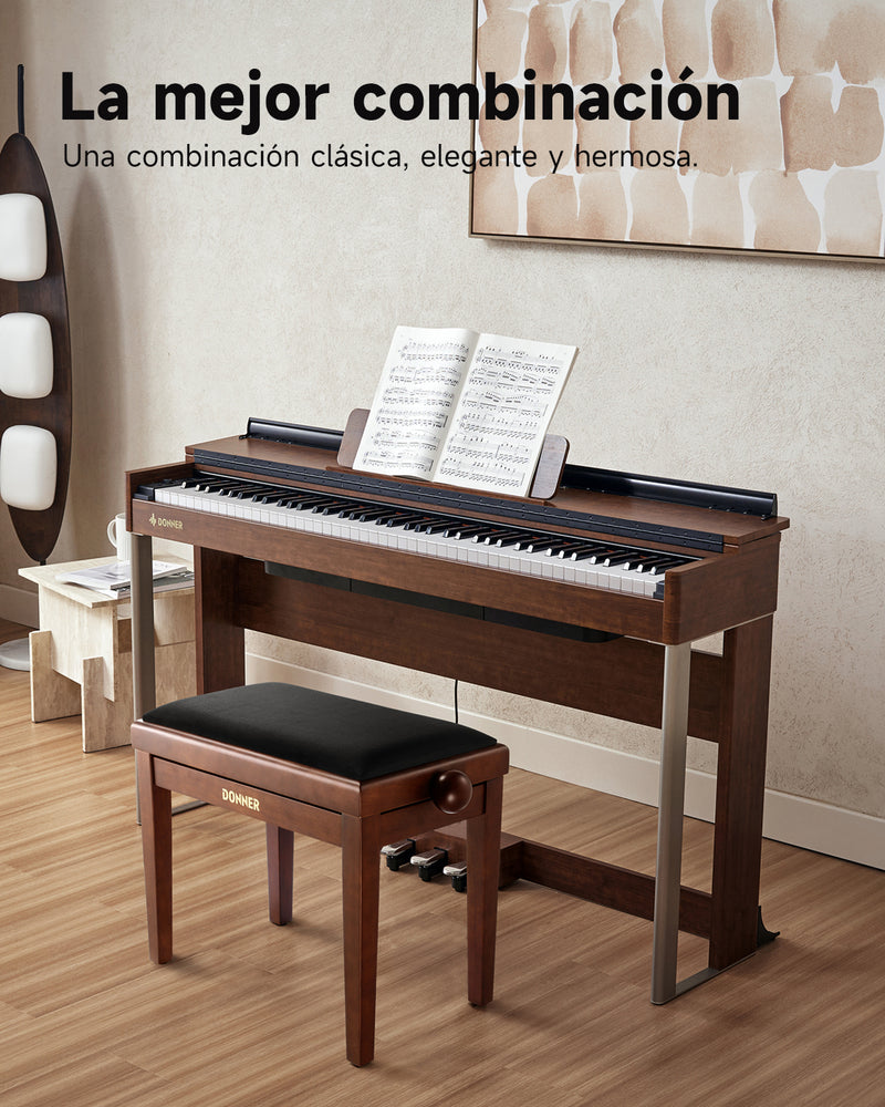 Donner Banco de piano de altura ajustable marrón mate