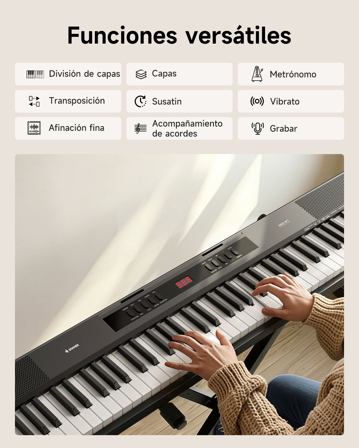 Donner DEP-07 Piano digital portátil de 88 teclas semipesadas