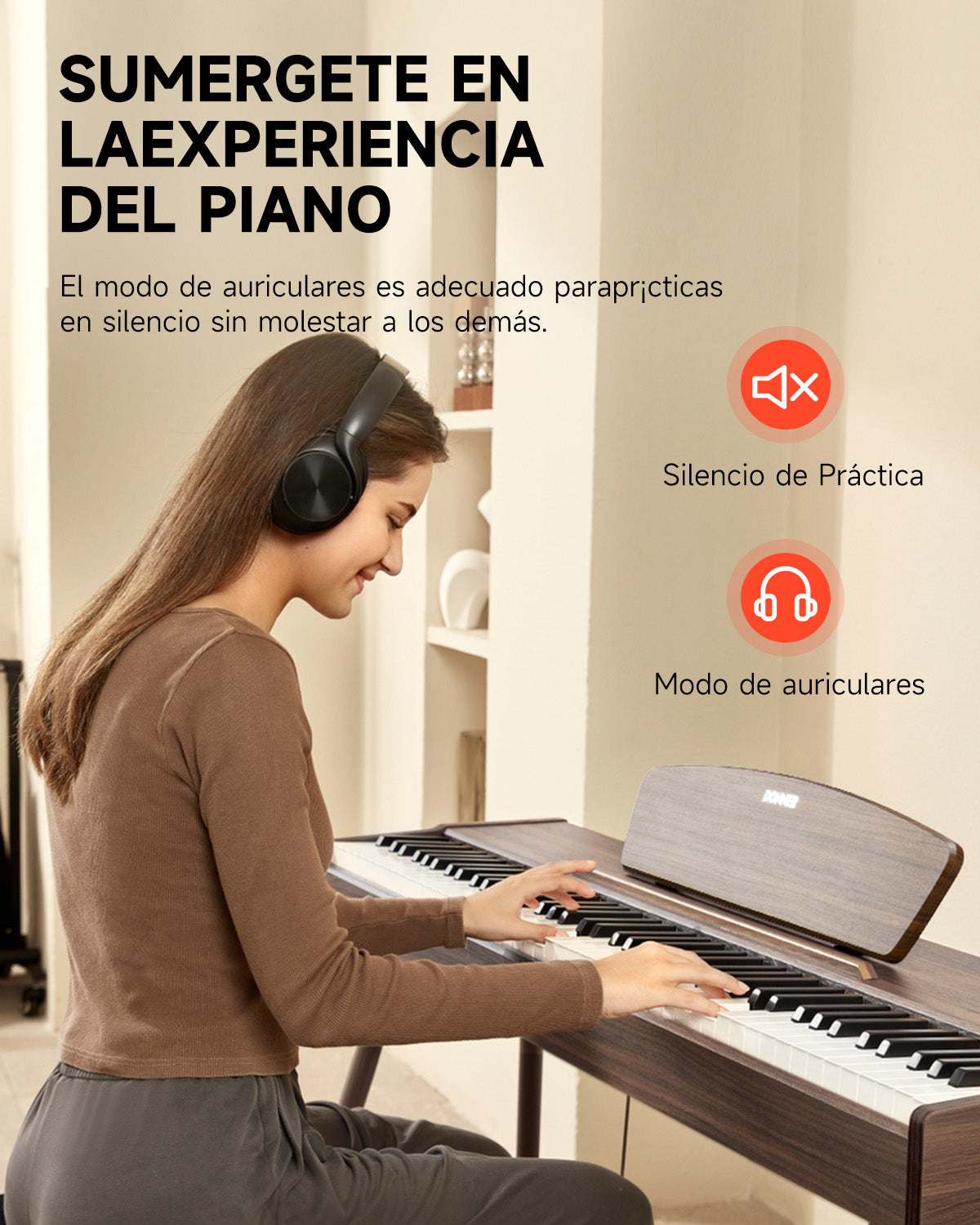 Donner DDP-80 Piano digital de madera con teclado fully weighted-Nogal##