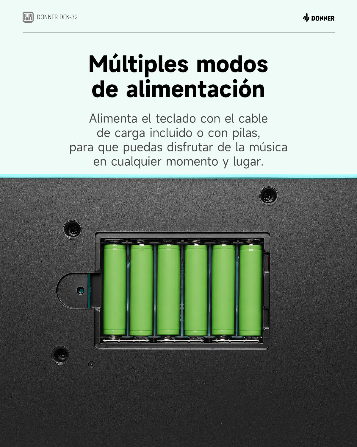 Donner DEK-32 Teclado electrónico de 32 teclas-Azul verdoso##