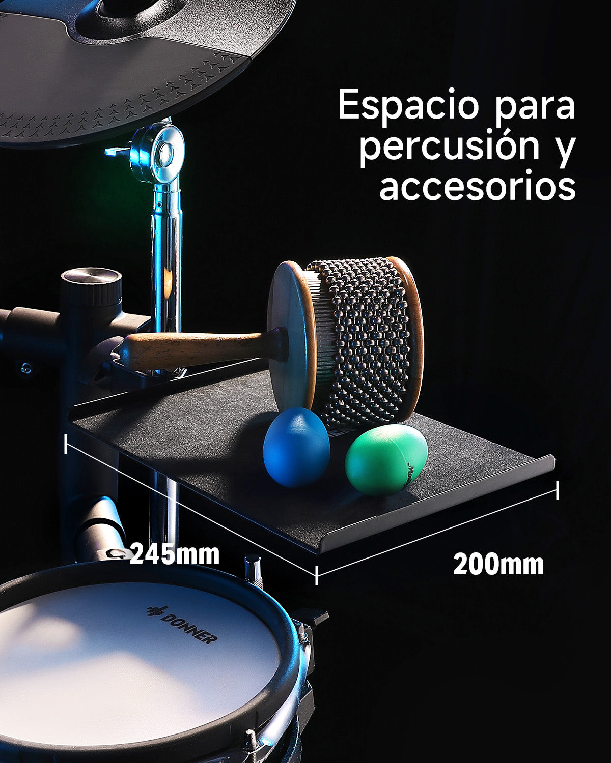 DONNER Bandeja Accesorio para Batería Electrónica - Soporte para Teléfonos y Tablets