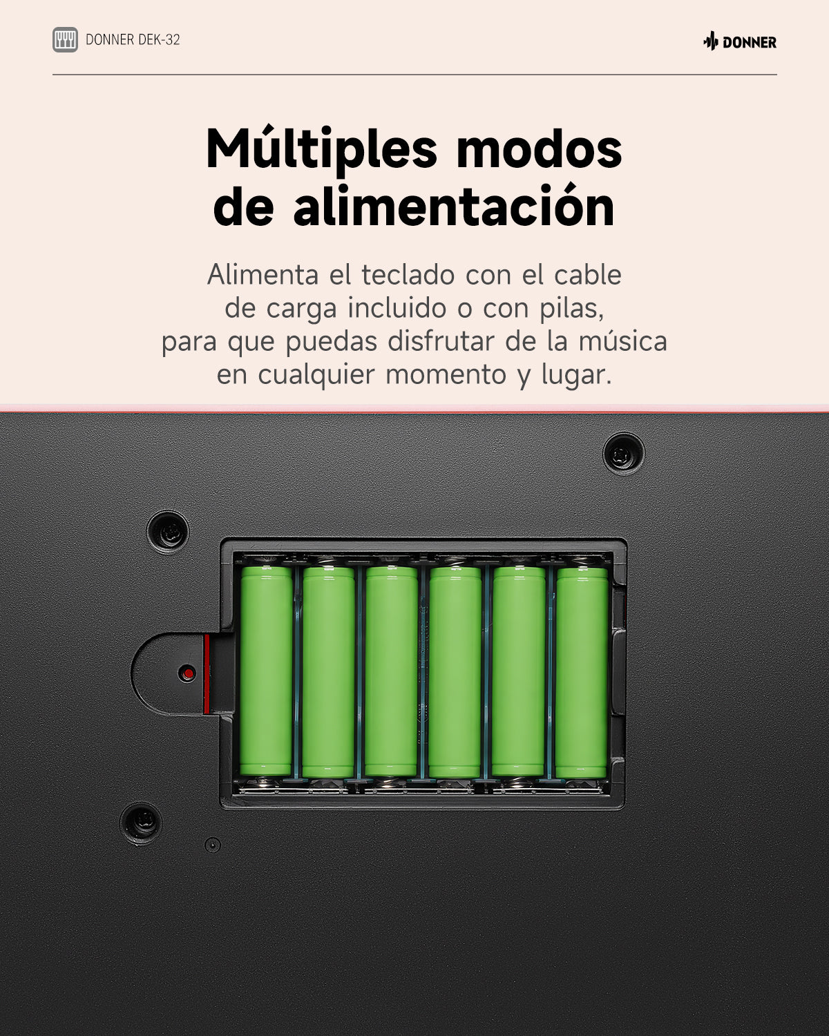 Donner DEK-32 Teclado electrónico de 32 teclas-Rosa##