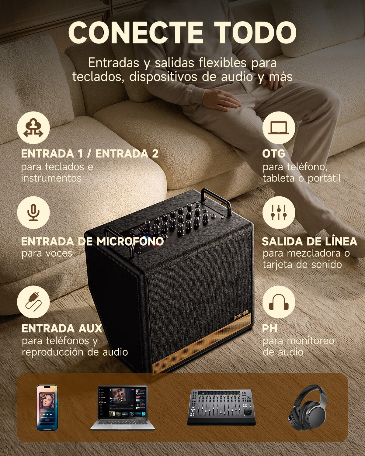 DONNER DKA-50 Amplificador de teclado de 50 W