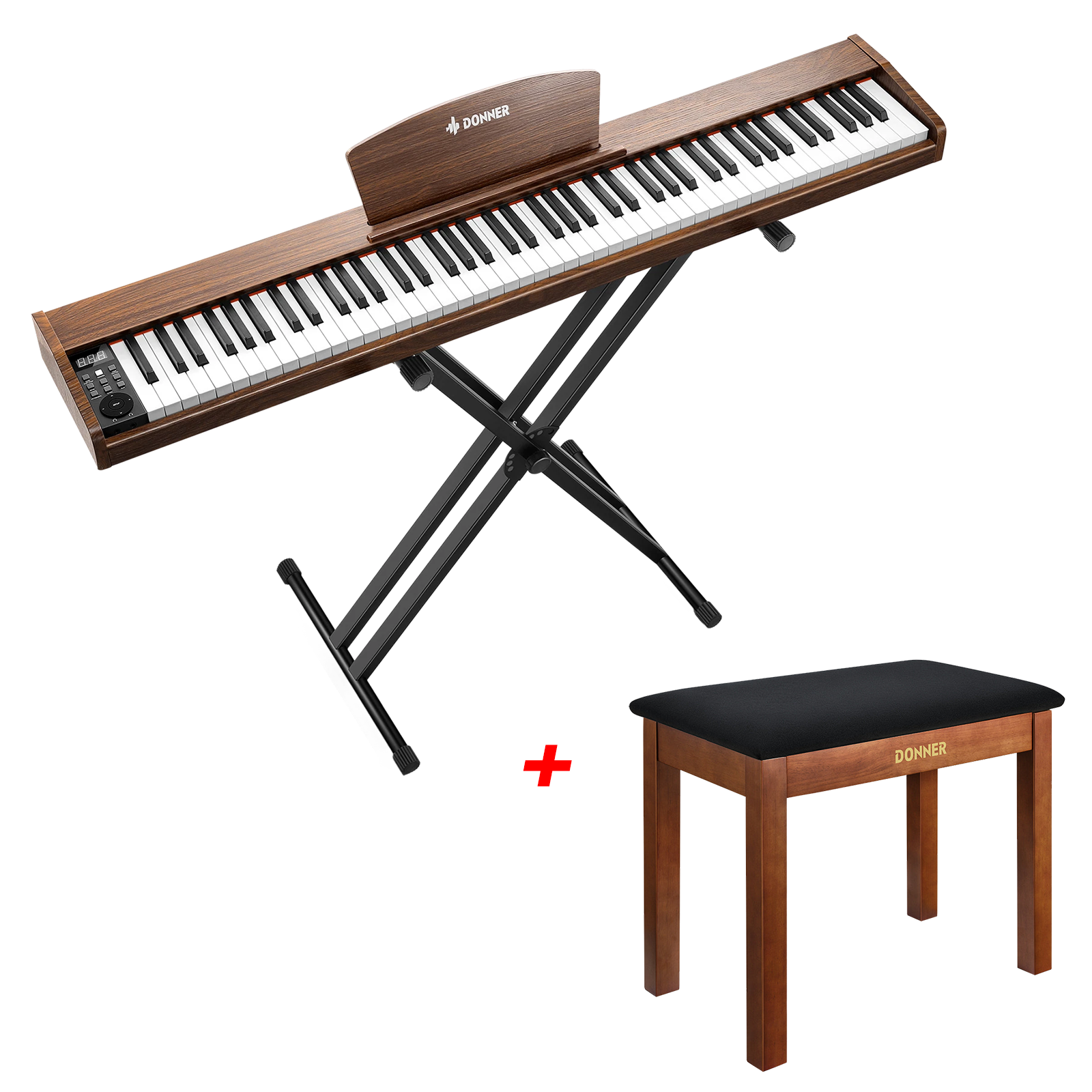 Donner DEP-1S Piano digital con teclado semi-pesado-marrón antiguo##