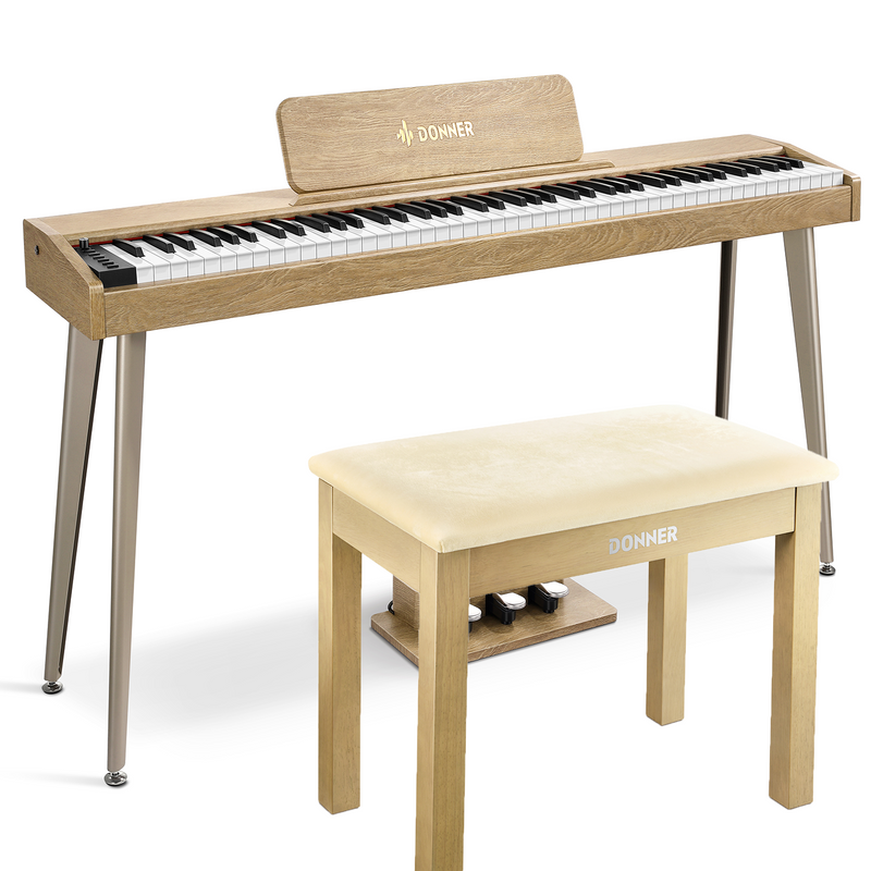 Piano digital vertical ponderado Donner DDP-60 de 88 teclas semipesadas de estilo de madera con unidad de 3 pedales para principiantes