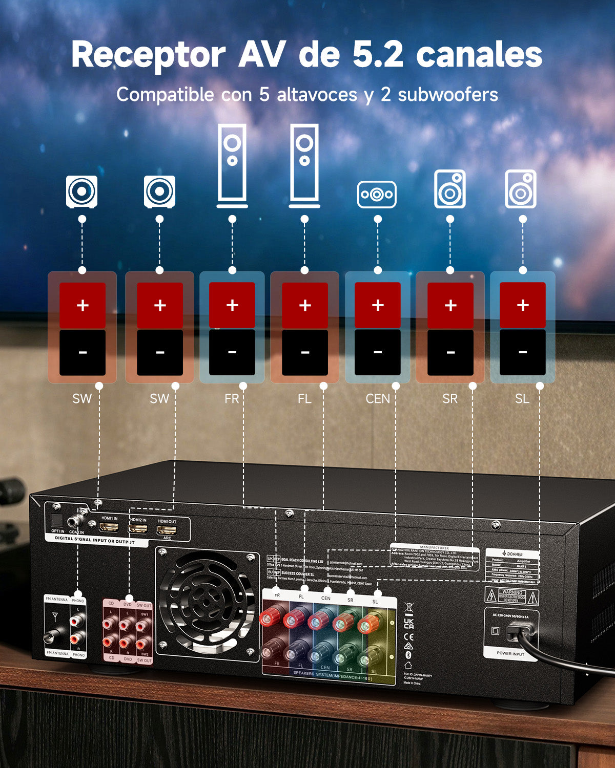 Donner MAMP8 Receptor AV de 5.2 canales