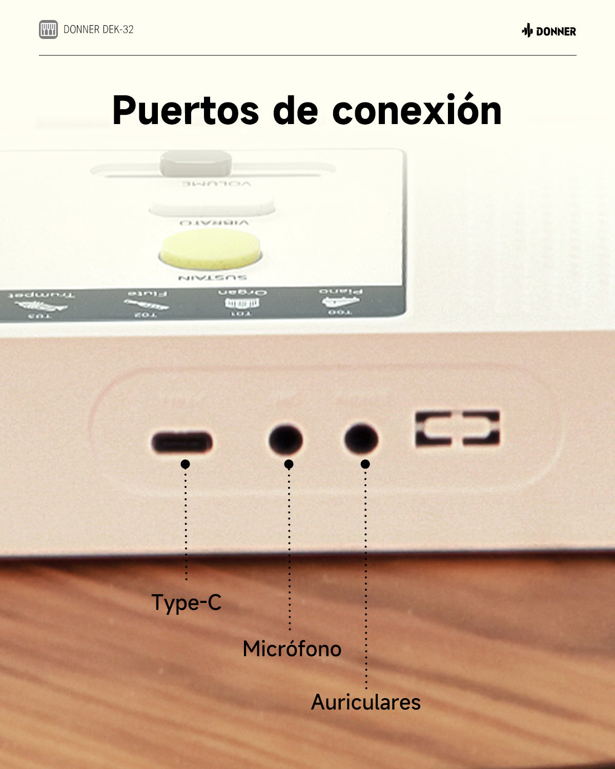 Donner DEK-32 Teclado electrónico de 32 teclas-Blanco##