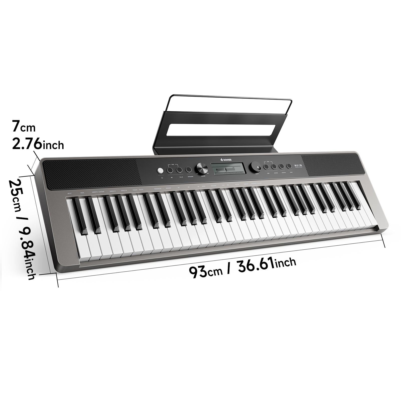 DONNER SD-15 Teclado electrónico de 61 teclas Gris